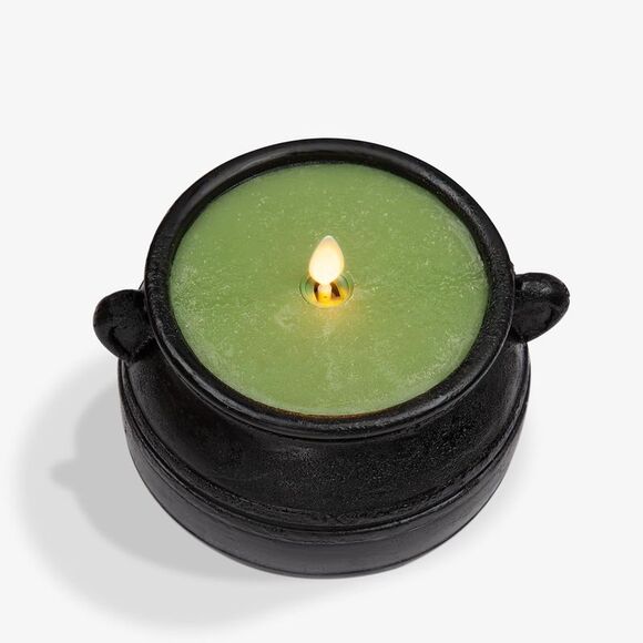 Luminara Flameless Cauldron Frosted Candle for Halloween Decor, 5.7x4.25", Black - Picture 3 of 4